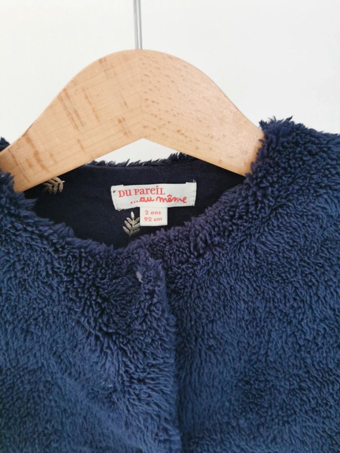 Gilet fourrure bleu marine, DPAM, 24 mois - photo numéro 2