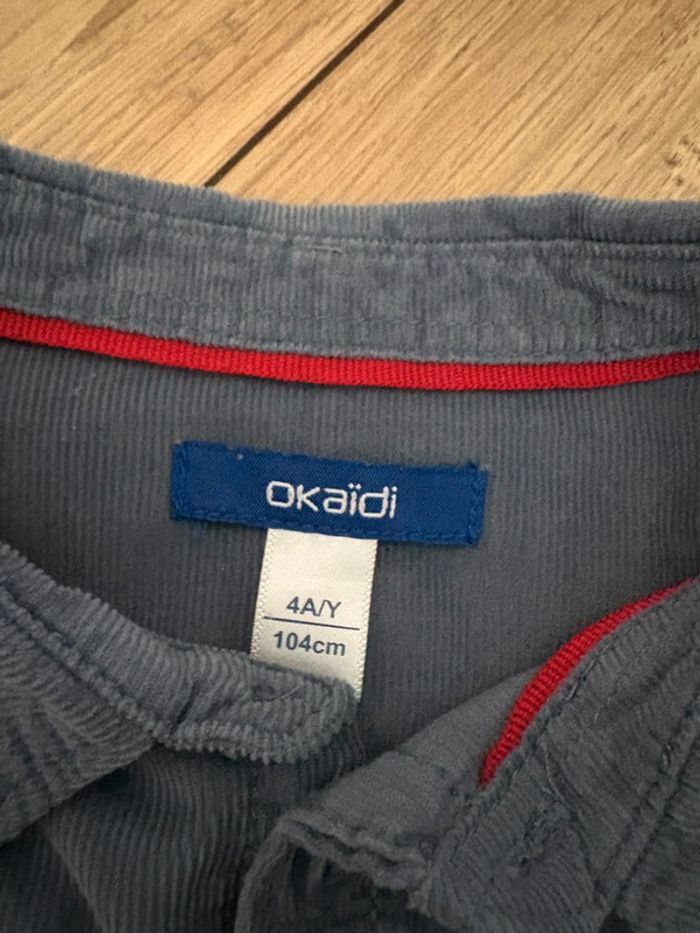 Chemise velours bleu gris 4 ans - photo numéro 2