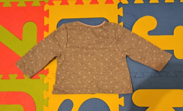 Ensemble veste pantalon gris fleurs, obaïbi, taille 12 mois (74 cm) - photo numéro 3