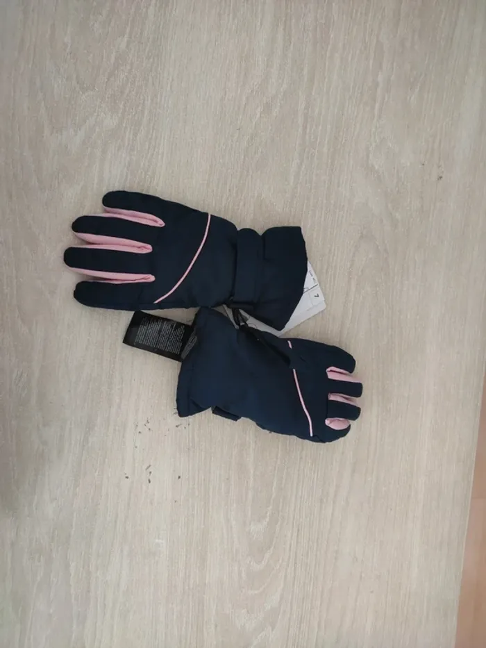 Gants de ski marine rose  8/10 ans
