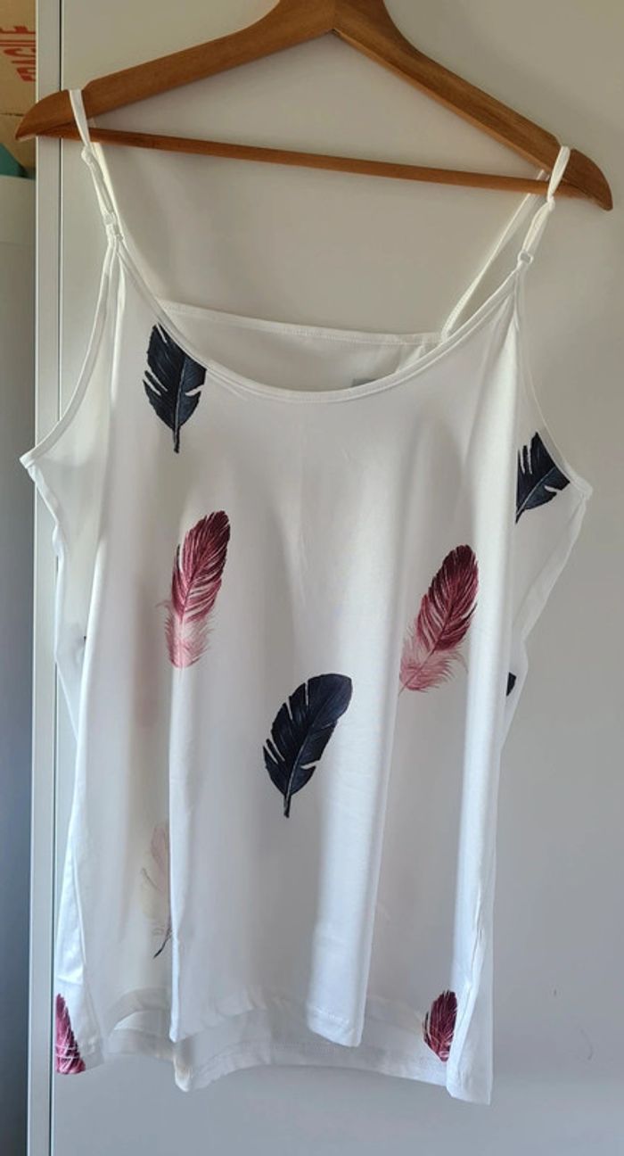 Débardeur fantaisie " plumes " taille L