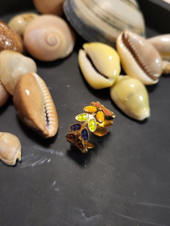 Bague ajustable acier inoxydable neuve laurier