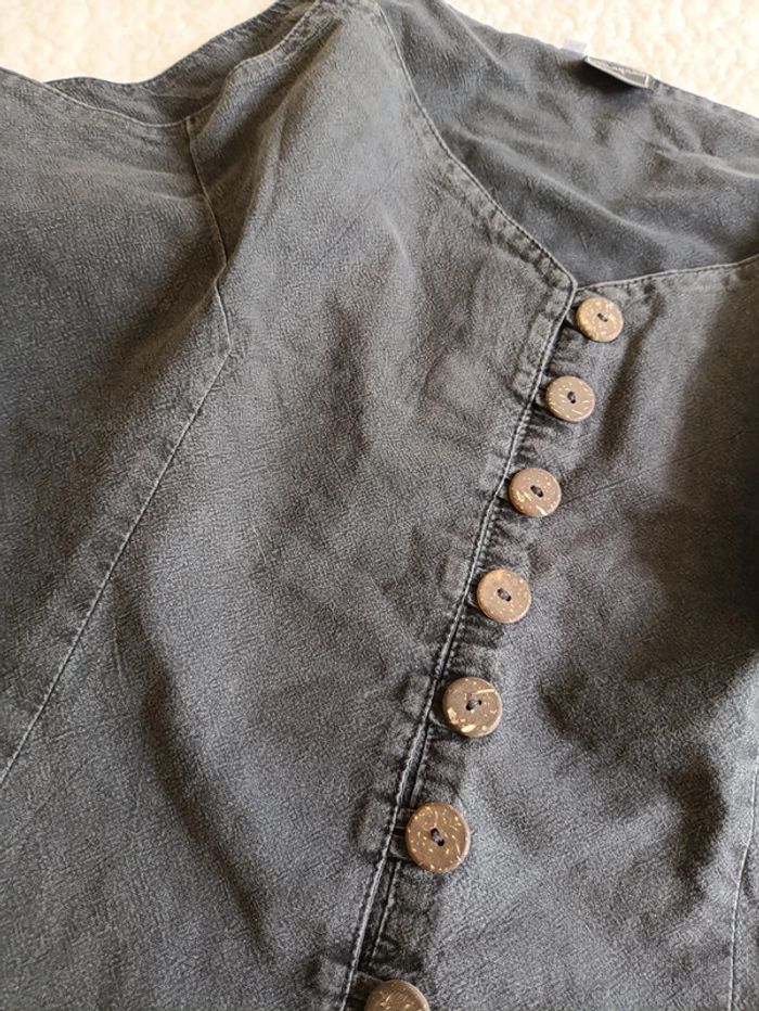 Débardeur noir en jean à boutons 100% rayon – style vintage décontracté - photo numéro 2