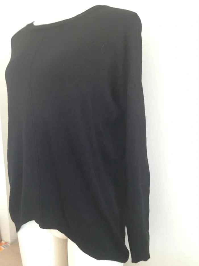 Pull fin col rond manches longues zippé oversize noir S 36 Atmosphère - photo numéro 3