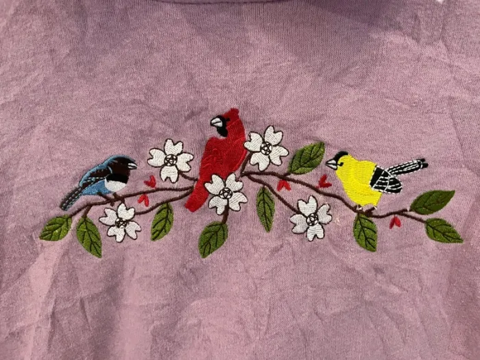 Vintage Adrian Delafield Collared Birds Flowers Sweatshirt (1990s) - photo numéro 3