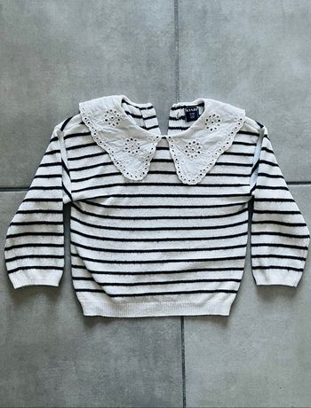 Pull en maille avec col brodé Blanc/marine Kiabi 12 mois