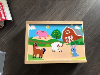 Jeu mémory animaux de la ferme en bois neuf