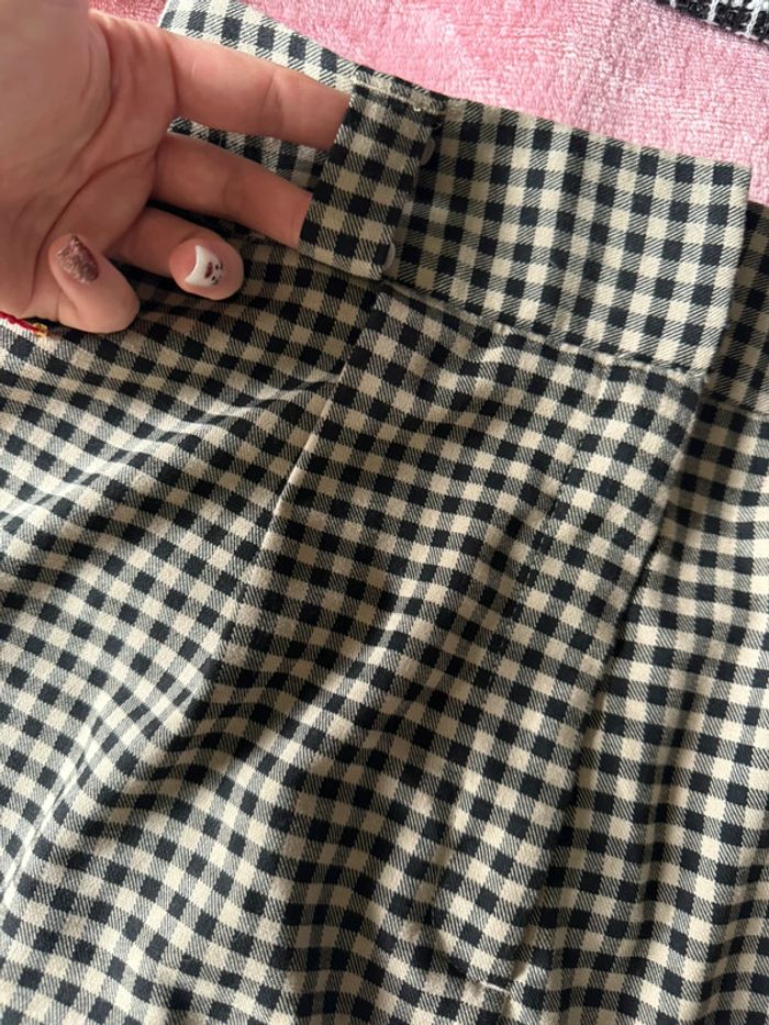 Short à carreaux taille haute marron et noir - photo numéro 4