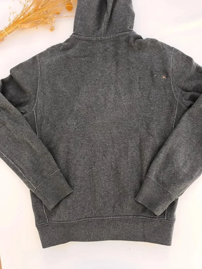 Sweat capuche homme Ralph Lauren zippé taille M gris foncé logo bordeau - tâche javel - photo numéro 16