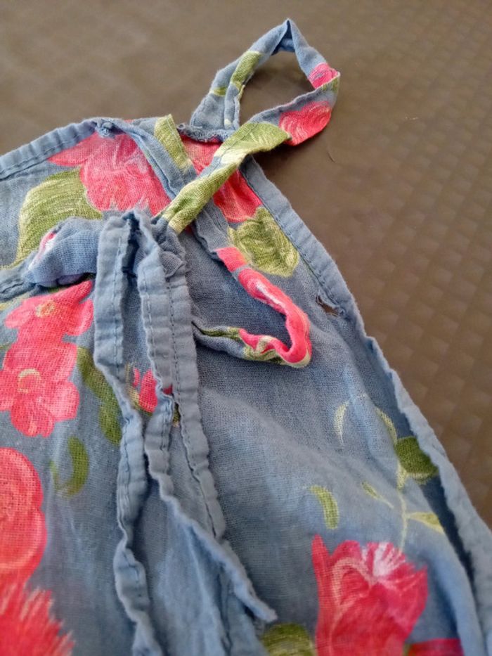 Tunique fines bretelles assymetriques motif fleurs bleu rose femme XL made in Italy - photo numéro 16