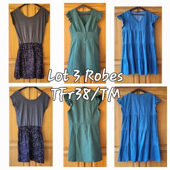 Lot 3 Robes TFr38/TM-Nina Carter Robe en Jean Bleu- Shein Col V & Play Bimatières Jersey et Tissu