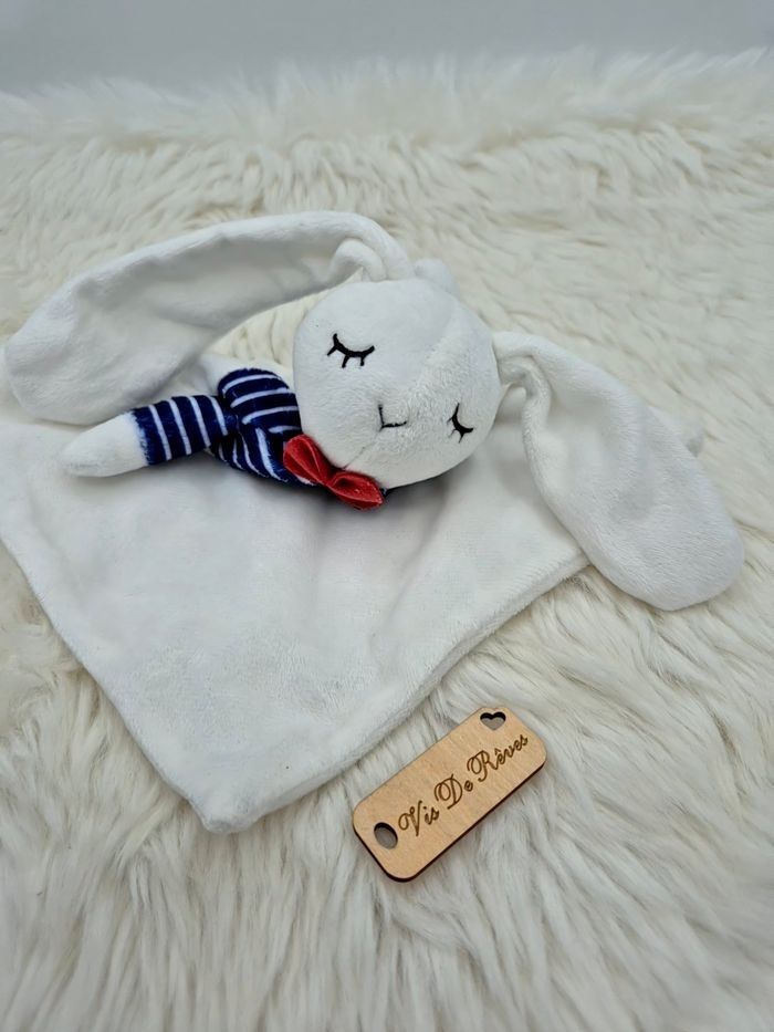Doudou lapin blanc et bleu Envie de Fraise - photo numéro 2