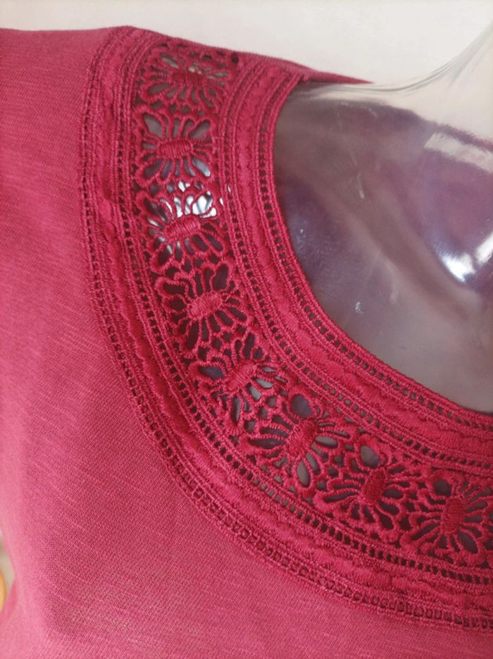 Tee-shirt manches courtes bordeaux Camaieu femme taille 42 - photo numéro 2