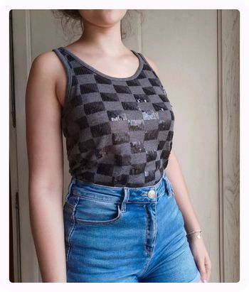 Top débardeur long à strass