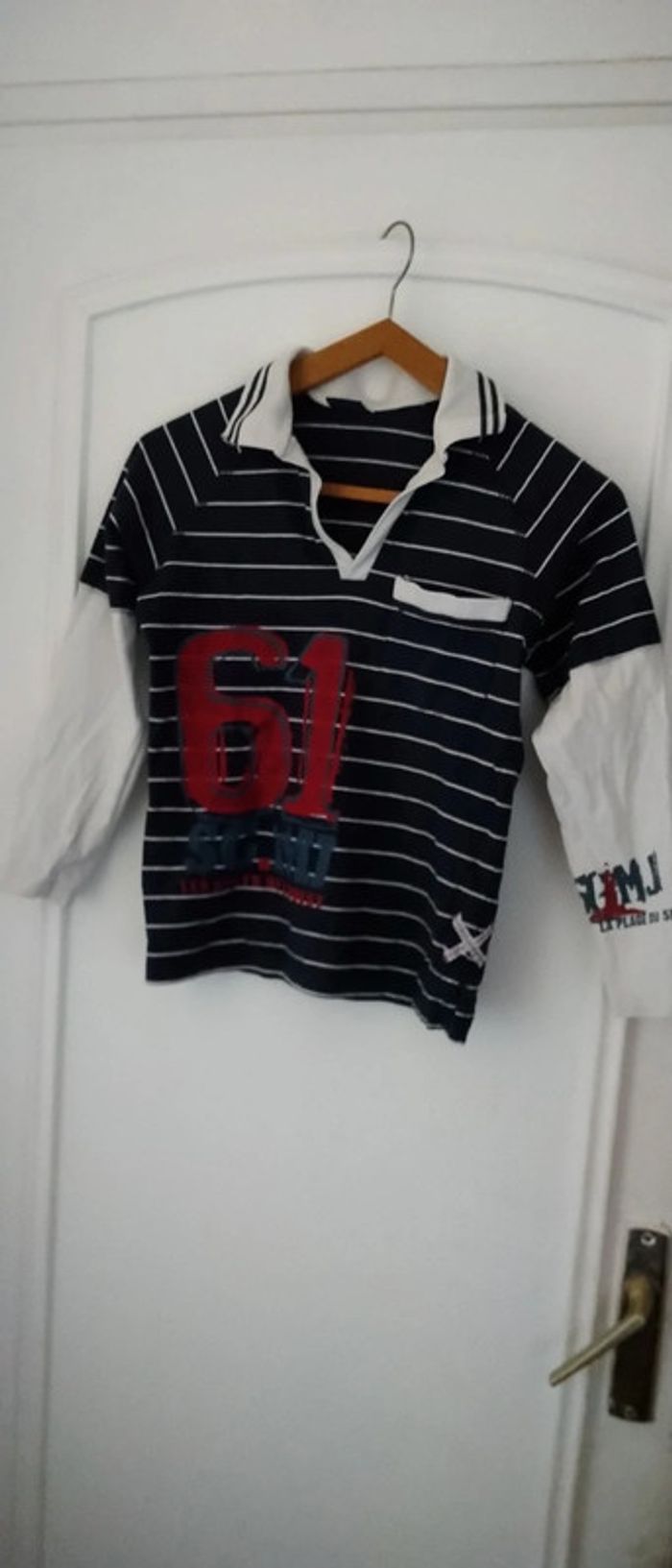 Polo effet 2 en 1 à rayures marine garçon 12 ans sergent major - photo numéro 3