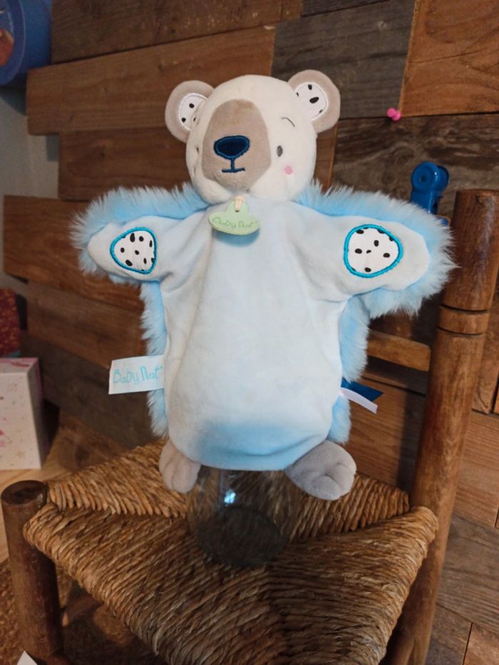 Doudou marionnette ours polaire Neskimos baby NAT tbe - photo numéro 3