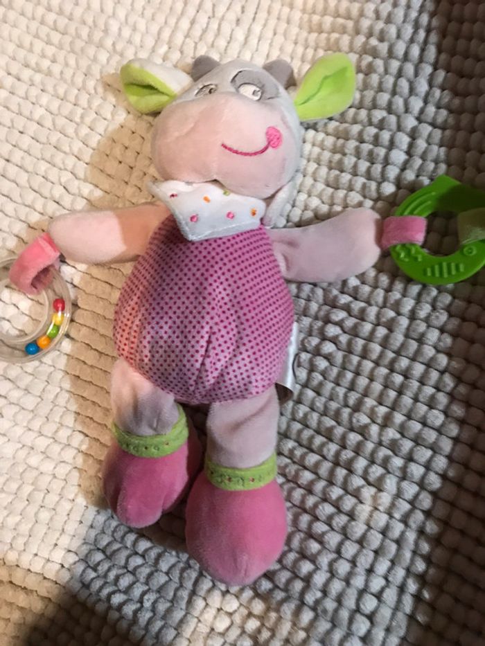 Doudou vache d activité grelot mots d enfants - photo numéro 2
