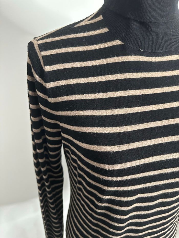 Pull col roulé marinière noir et beige Gérard Darel T38 M - photo numéro 4