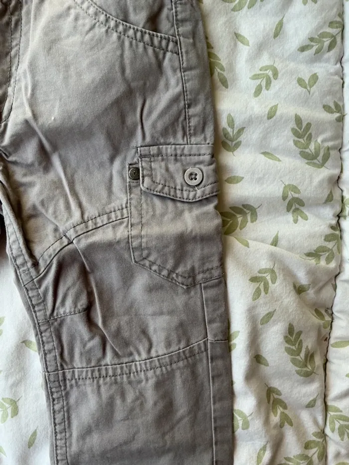 pantalon léger gris poches cotés lulu castagnette 12 mois - photo numéro 4