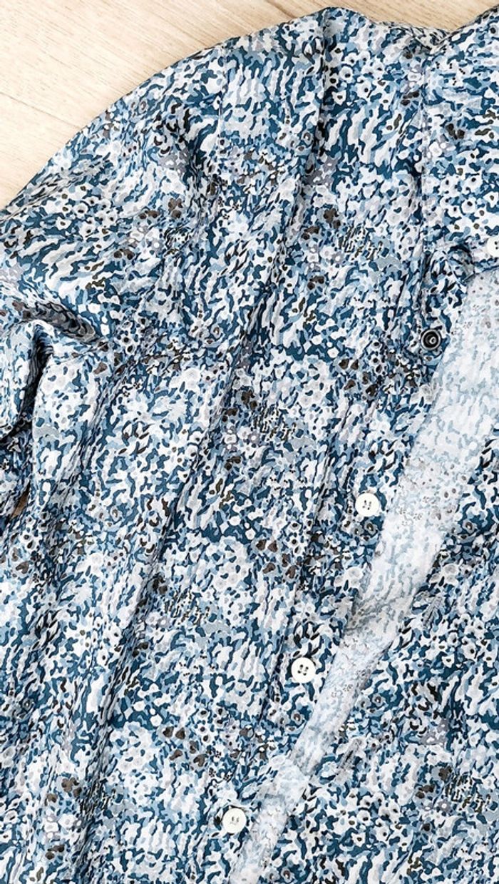 Chemise garçon manches longues motif bleu taille XS IKKS - photo numéro 4