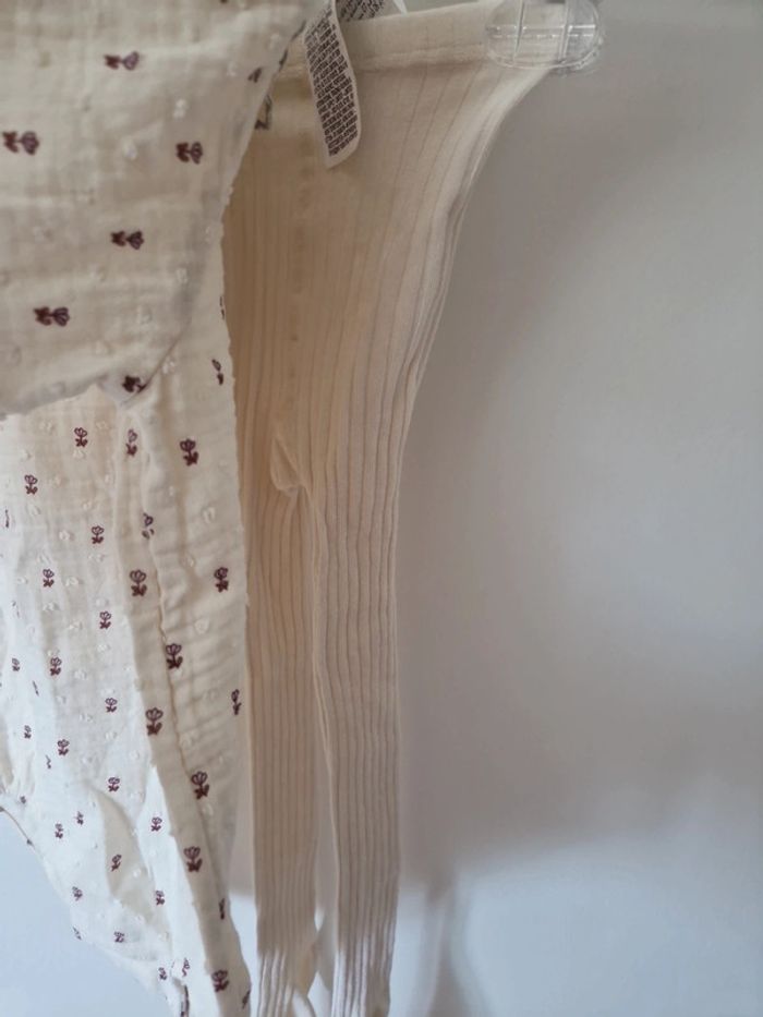 Barboteuse avec collants beige col claudine 3ans neuve - photo numéro 6