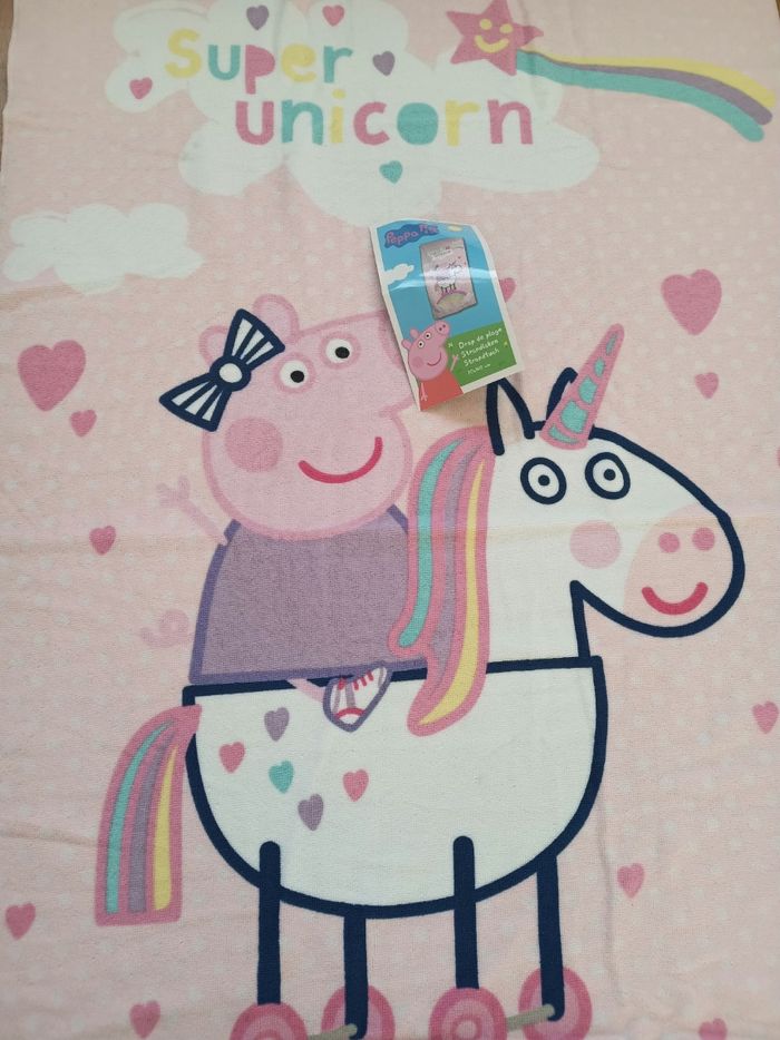 Drap de plage Peppa pig licorne