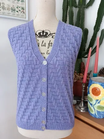 Gilet sans manche vintage handmade lila parme