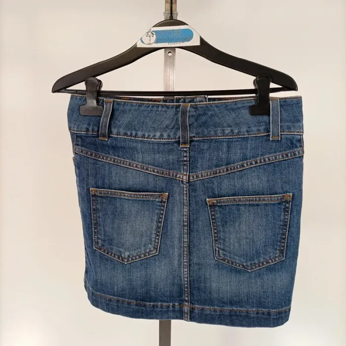 Mini jupe en jean Kookai - taille 36 - agraphe + zip - empiècements jeans A180 - photo numéro 4