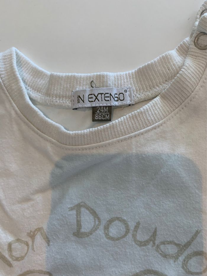 T-shirt blanc manche courte bébé garçon taille 24 mois in extenso - photo numéro 2