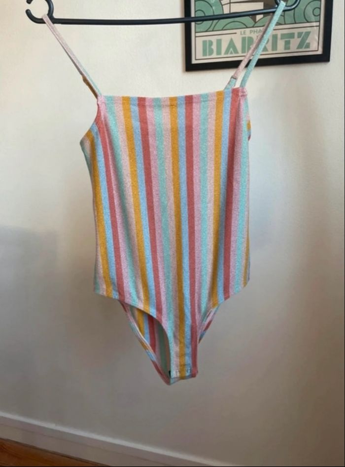 Body à paillettes rayures multicolores