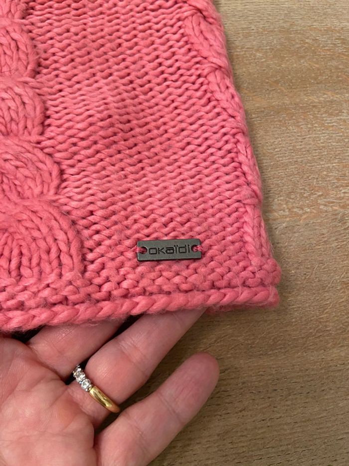 Ensemble 4/8 ans snood/cape et moufles à pompons fuschia Okaïdi - photo numéro 12