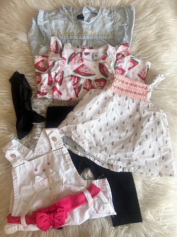 Fille 👧🏻 Lot 3 mois été - 3 tenues/tuniques + 1 robe + 1 bandeau