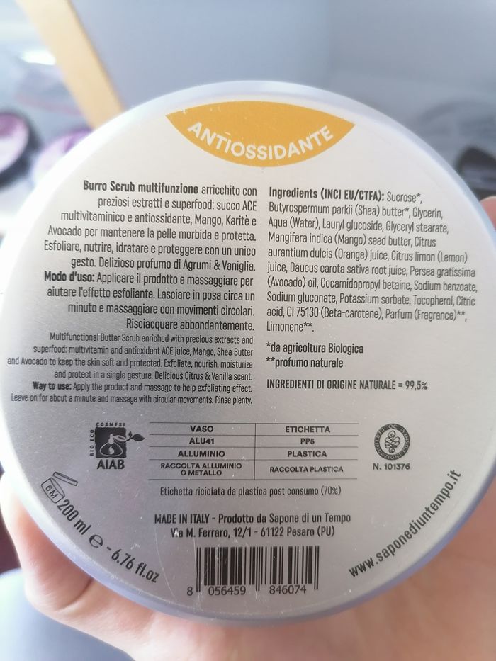 Lot de 3 gommages au sucre de canne biologique ( 3 Parfums) -Label AIAB - Sapone di un Tempo - photo numéro 5