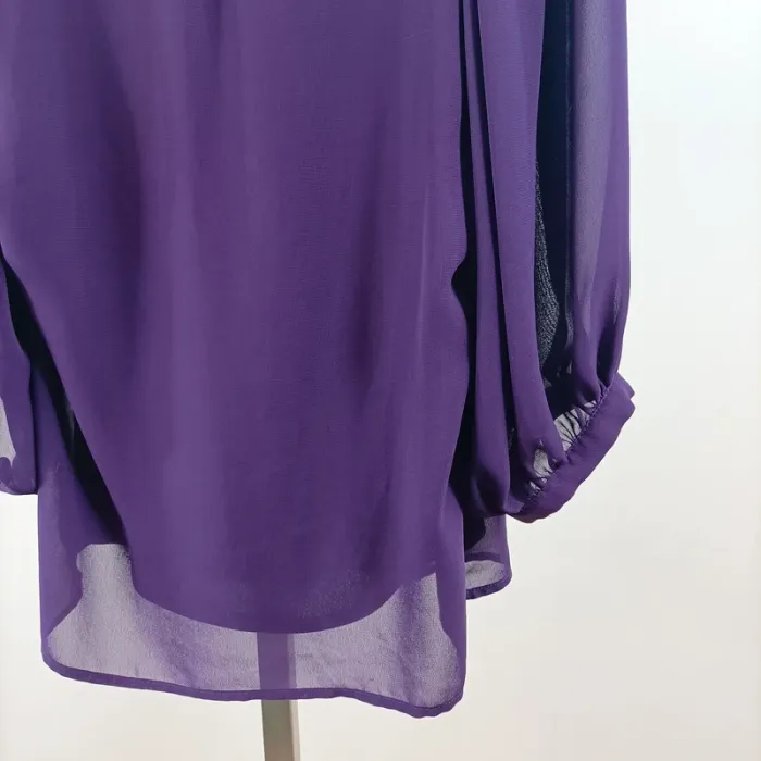 Blouse violette fluide manches bouffantes transparence légère Grain de Malice T38 A1436 - photo numéro 9