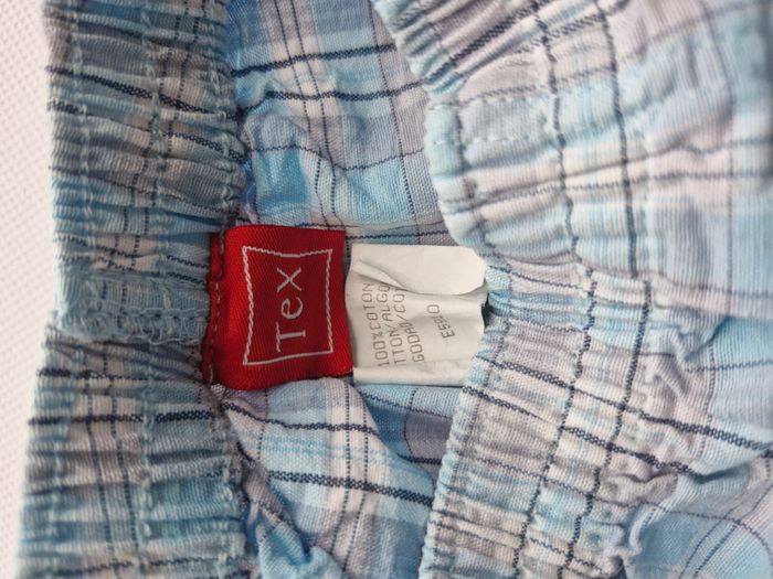 Short 12 mois - 74 cm Tex Bleu clair à carreaux - photo numéro 3