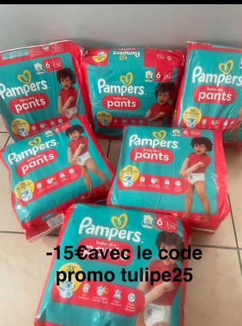 Six pack de couches Pampers taille 6 culottes