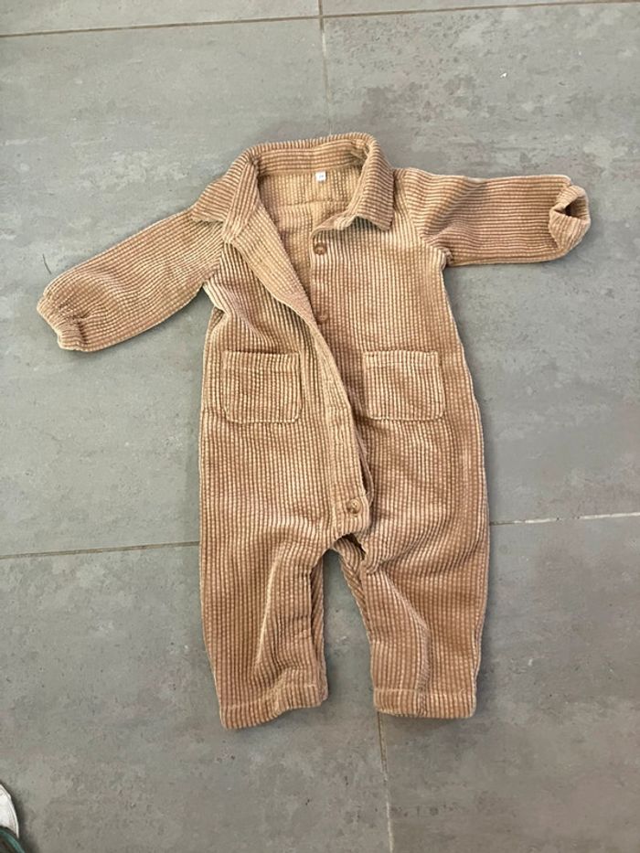 Tenue combinaison velours côtelé 12 mois beige camel