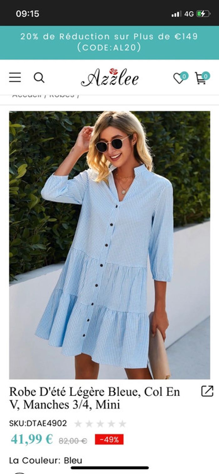 Robe courte à manche vichy - photo numéro 3