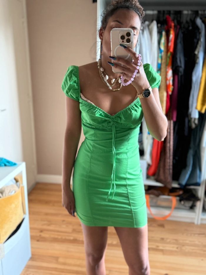 Robe mini verte bershka