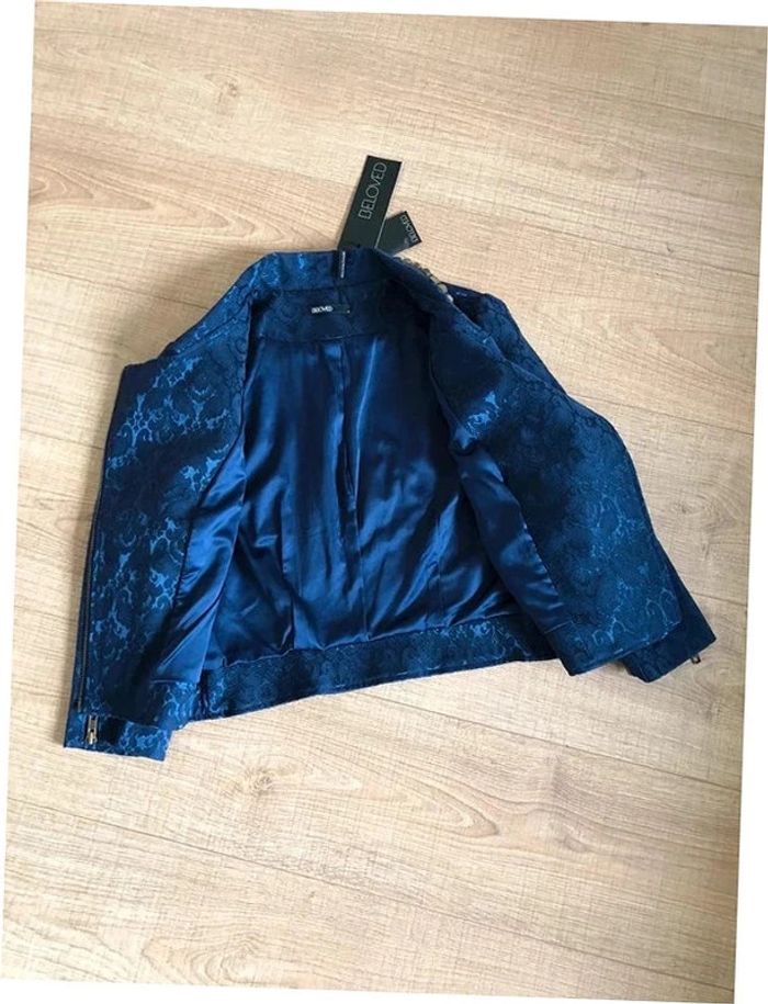 Veste jacquard bleue marine neuve avec rivets Beloved taille M (taille petit) - photo numéro 17