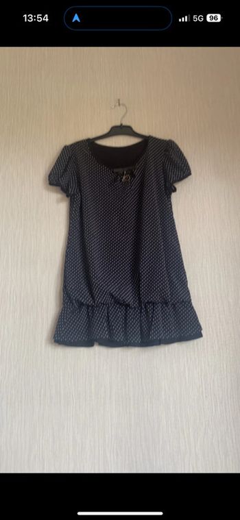 T-shirt/ Tunique La Halle noir à pois 14 ans