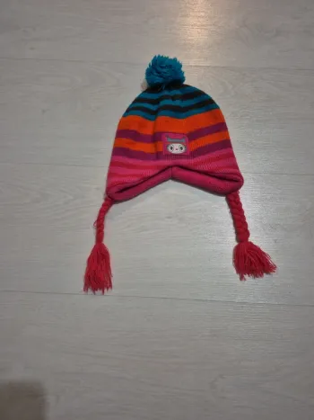 Bonnet hiver multicolore avec tresses