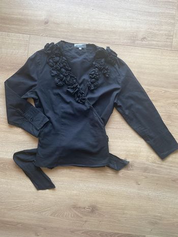 Blouse cache cœur fleurs noir