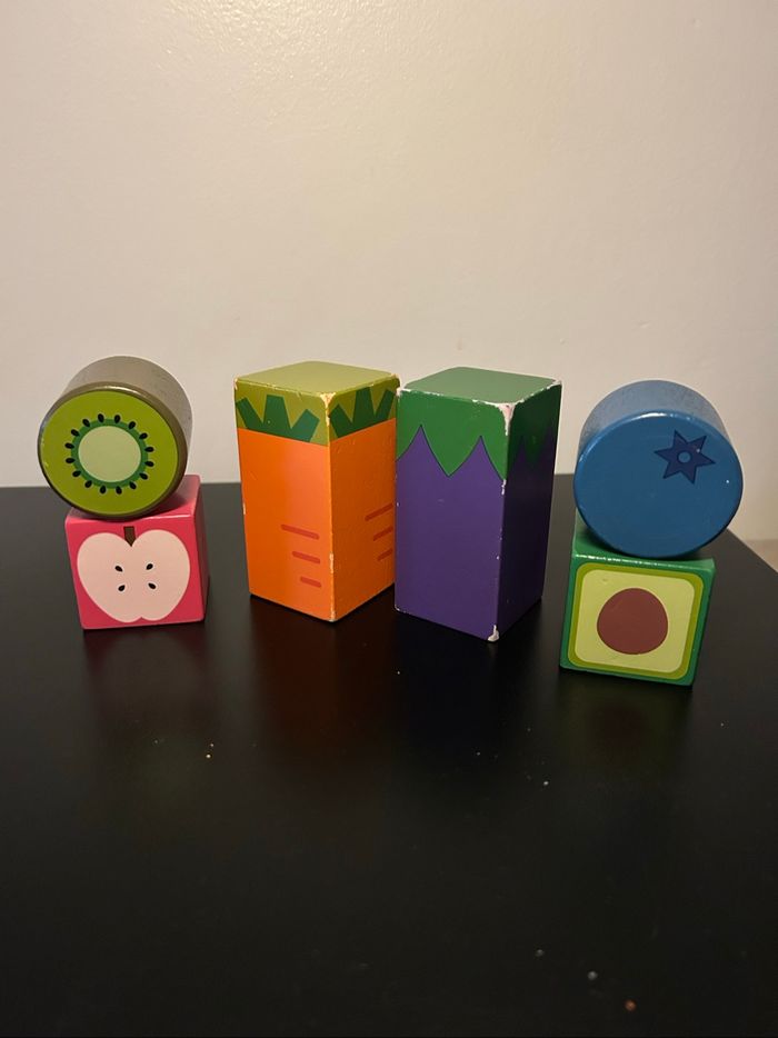 Jeu d’éveil en bois – 11 pièces colorées 🍎🥕 - photo numéro 3
