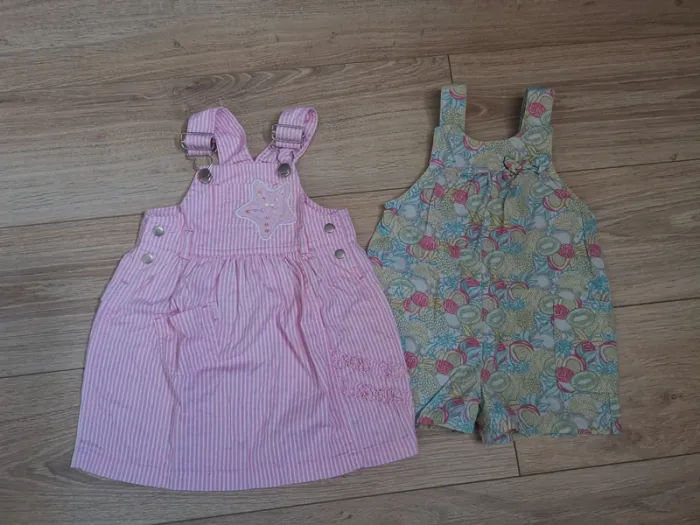 Lot de 2 salopettes fille été 1 an