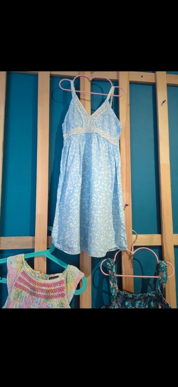 5 ans sergent major robe été bleu ciel a pois blanc /Excellent état - photo numéro 8