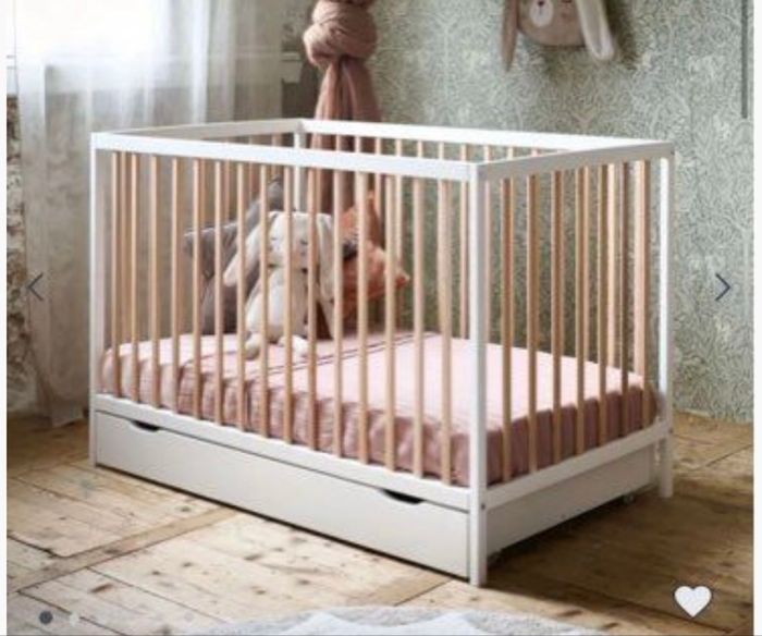 Lit bébé - 60x120 - Blanc et Chêne