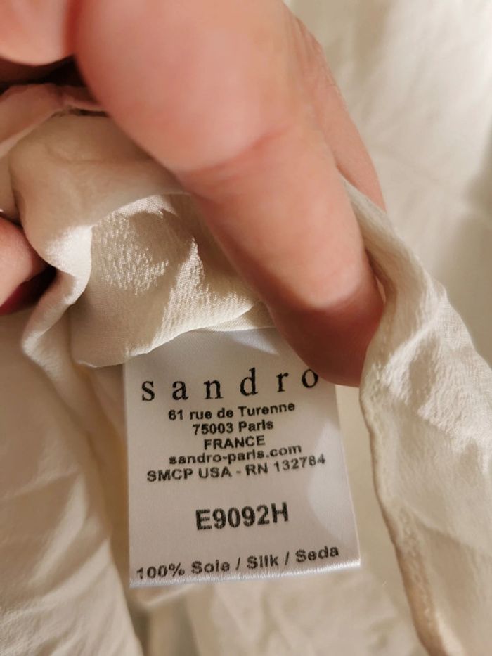 Chemisier blouse Sandro 100% soie taille 1 ecru - photo numéro 5