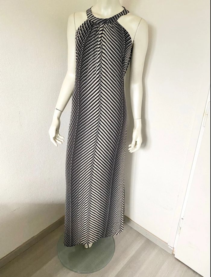 Robe longue fluide – Motif graphique noir – Taille 36/38– Excellent état - photo numéro 3
