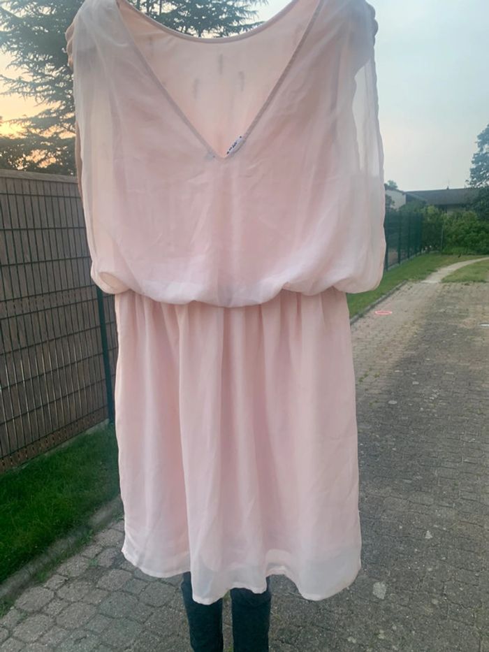 Robe soirée été habillée rose avec strass - photo numéro 4